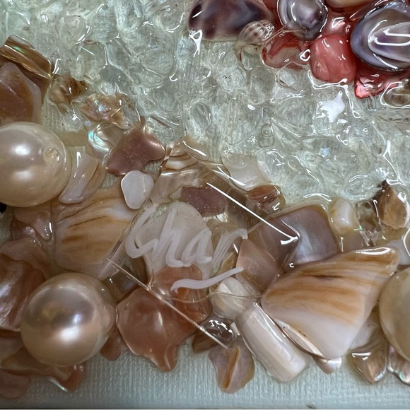 Pearls Shells Beach Anchor Resin Painted Canvas. Size 11” x 14”. - Picture 15 of 16